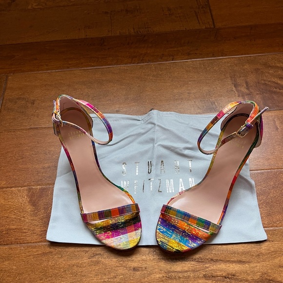 Stuart Weitzman Nunaked sandal in Metallic plaid . Brand new inbox - Picture 4 of 11